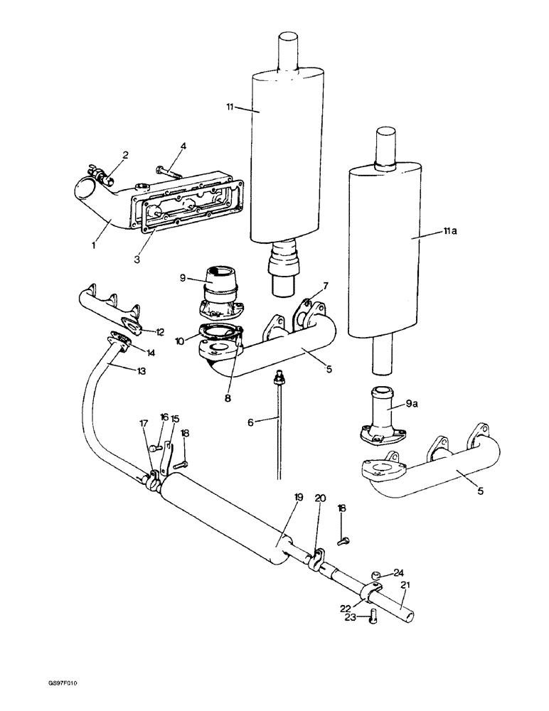 Схема запчастей Case IH 885 - (2-08) - MANIFOLDS AND SILENCER (02) - ENGINE