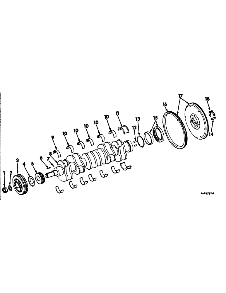 Схема запчастей Case IH 21206 - (D-10) - DIESEL ENGINES, CRANKSHAFT, FLYWHEEL AND BEARINGS (01) - ENGINE