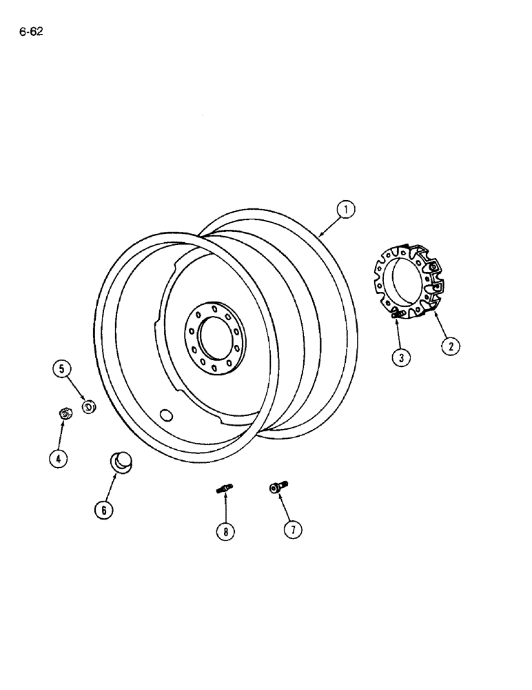 Схема запчастей Case IH 1640 - (6-62) - DRIVE WHEELS AND SPACERS (03) - POWER TRAIN