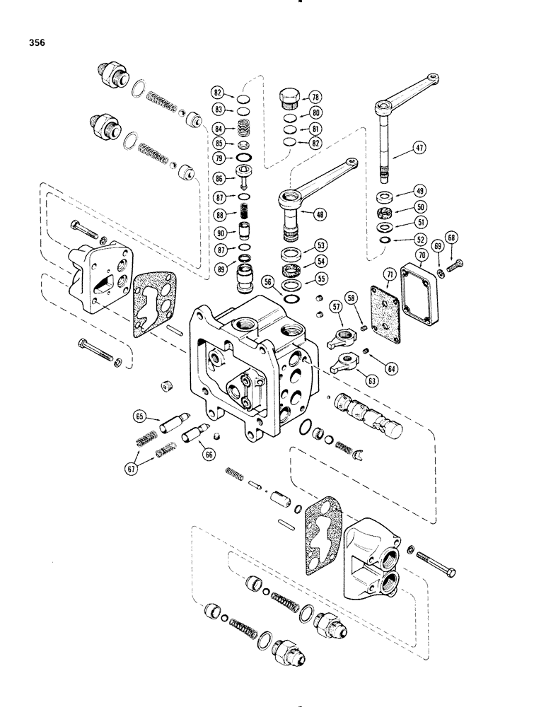 Схема запчастей Case IH 1270 - (356) - LEFT HAND REMOTE HYDRAULIC CONTROL VALVE, WITH RELIEF VALVE (08) - HYDRAULICS