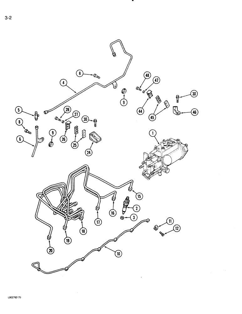 Схема запчастей Case IH 1620 - (3-02) - FUEL INJECTION SYSTEM, 6T-590 ENGINE (02) - FUEL SYSTEM