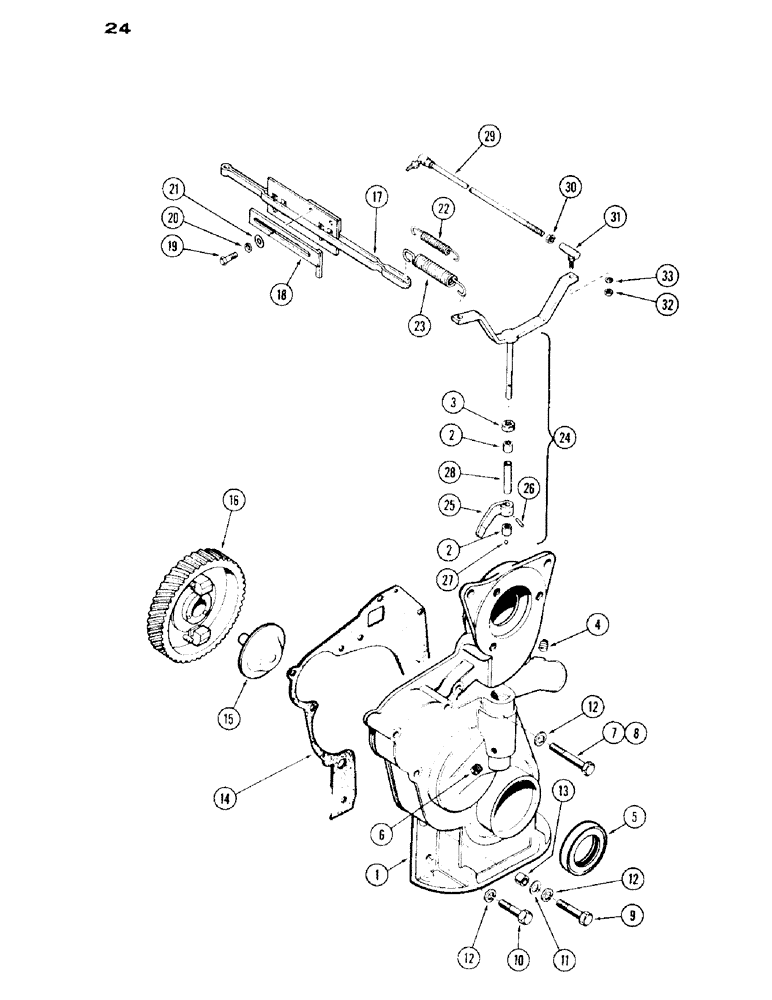 Схема запчастей Case IH 430 - (024) - GOVERNOR, TIMING GEAR COVER, 430 SERIES, 148 B SPARK IGNITION ENGINE (02) - ENGINE