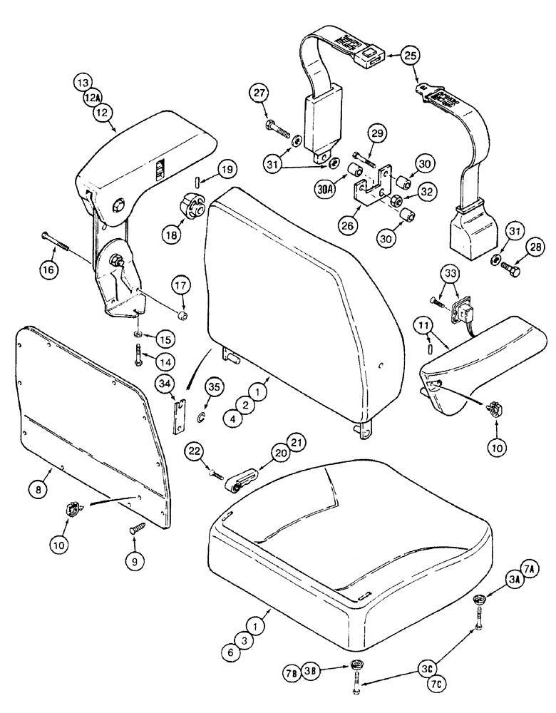 Схема запчастей Case IH 7220 - (9-086) - DELUXE AIR SUSPENSION SEAT - CUSHION, ARM REST & SEAT BELTS, TRACTOR S/N JJA0061559 & AFTER (09) - CHASSIS/ATTACHMENTS