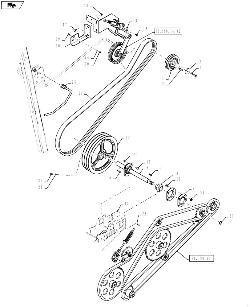 Схема запчастей Case IH 7230 - (80.180.14) - UNLOADING DRIVE,STANDARD (80) - CROP STORAGE/UNLOADING