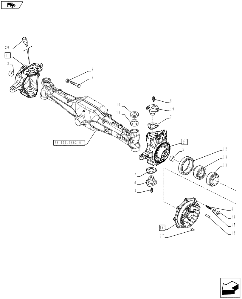 Схема запчастей Case IH PUMA 230 - (25.108.0103) - ABS SYSTEM - 4WD FRONT AXLE WITH SUSPENSION AND BRAKES - STEERING KNUCKLES AND HUBS (VAR.743964) (25) - FRONT AXLE SYSTEM