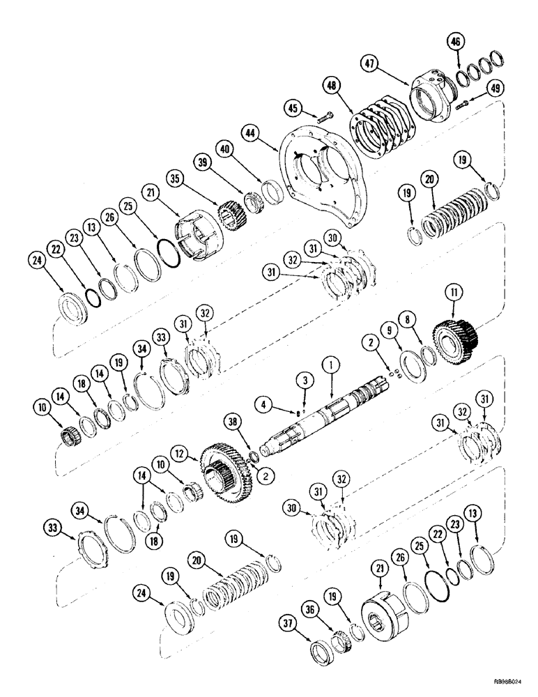 Схема запчастей Case IH MX270 - (6-036) - RANGE TRANSMISSION, INPUT SHAFT (06) - POWER TRAIN