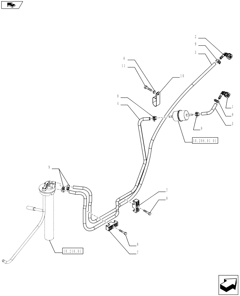 Схема запчастей Case IH FARMALL 65C - (10.214.01) - FUEL LINE (10) - ENGINE