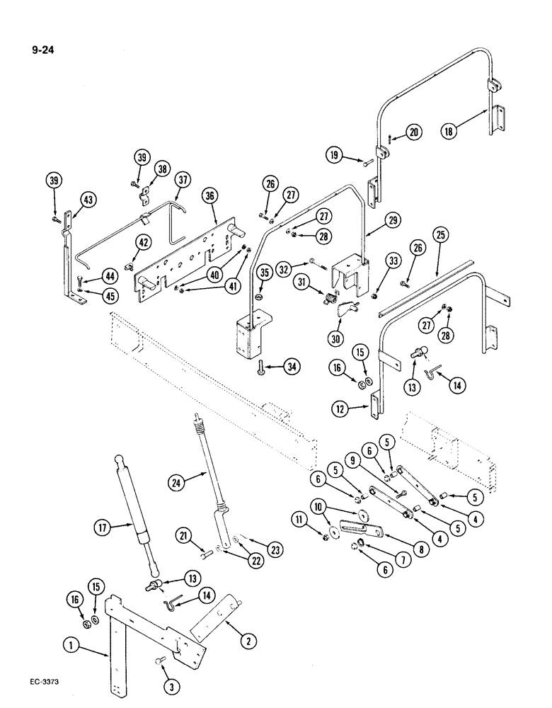 Схема запчастей Case IH 1896 - (9-024) - HOOD SUPPORTS, HINGE AND LATCH (09) - CHASSIS/ATTACHMENTS