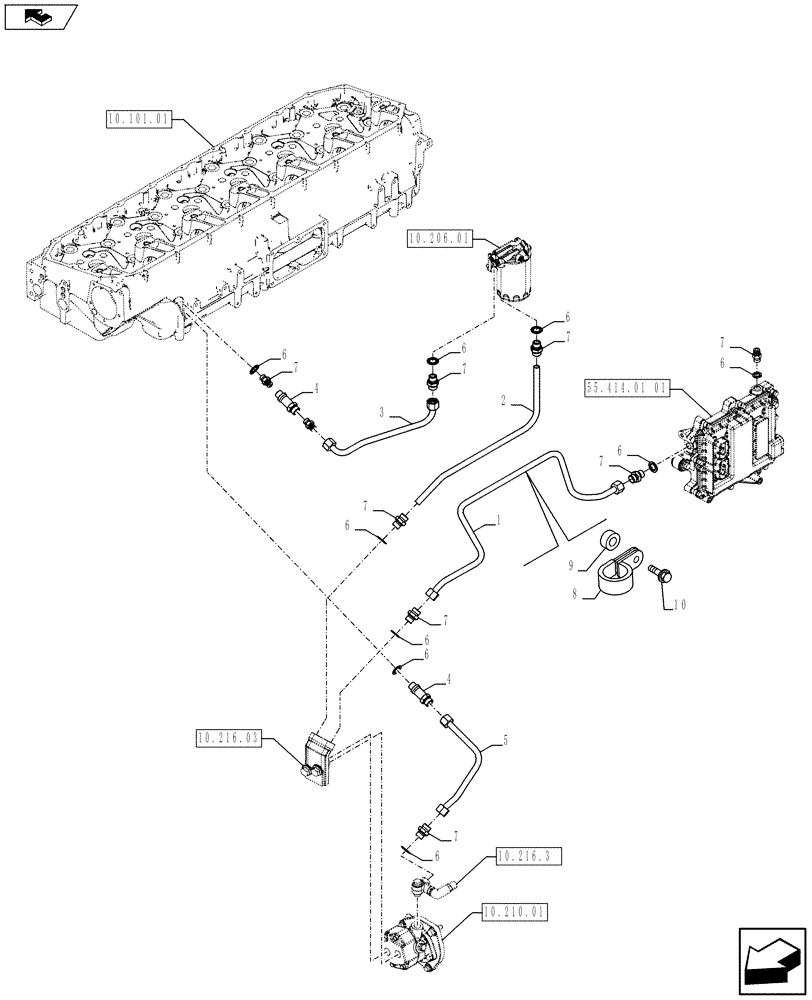 Схема запчастей Case IH F3BFE613C A006 - (10.218.04) - FUEL LINES & RELATED PARTS (5801375952 - 504146544 - 504057152 - 5801375927 - 504057183) (10) - ENGINE