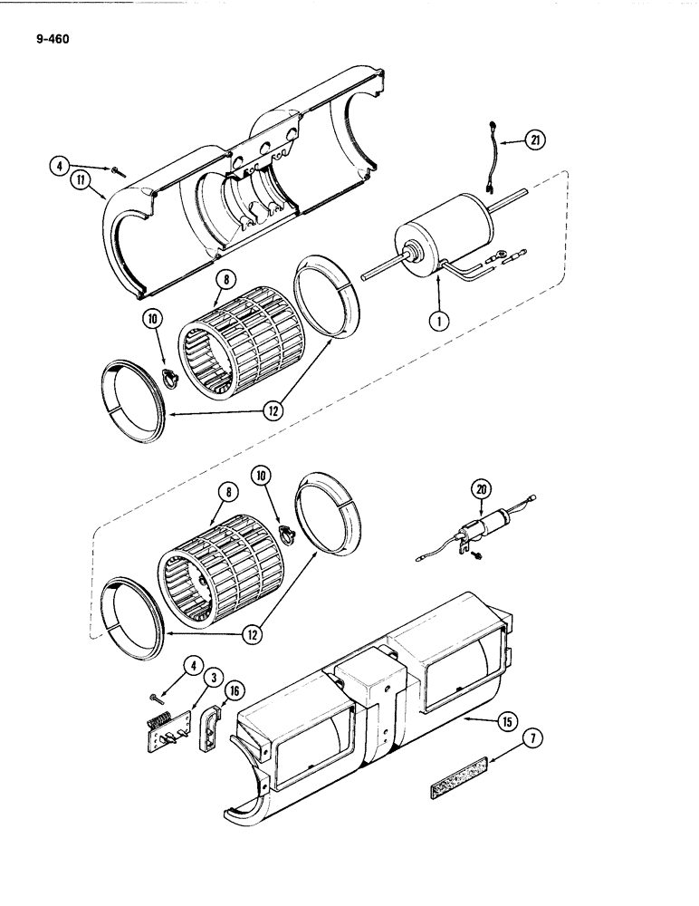 Схема запчастей Case IH 4494 - (9-460) - CAB, BLOWER ASSEMBLY (09) - CHASSIS/ATTACHMENTS