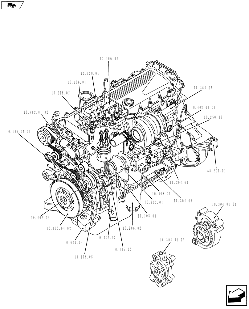 Схема запчастей Case IH F3BFE613B A002 - (10.000.01[01]) - ENGINE (504381480) (10) - ENGINE