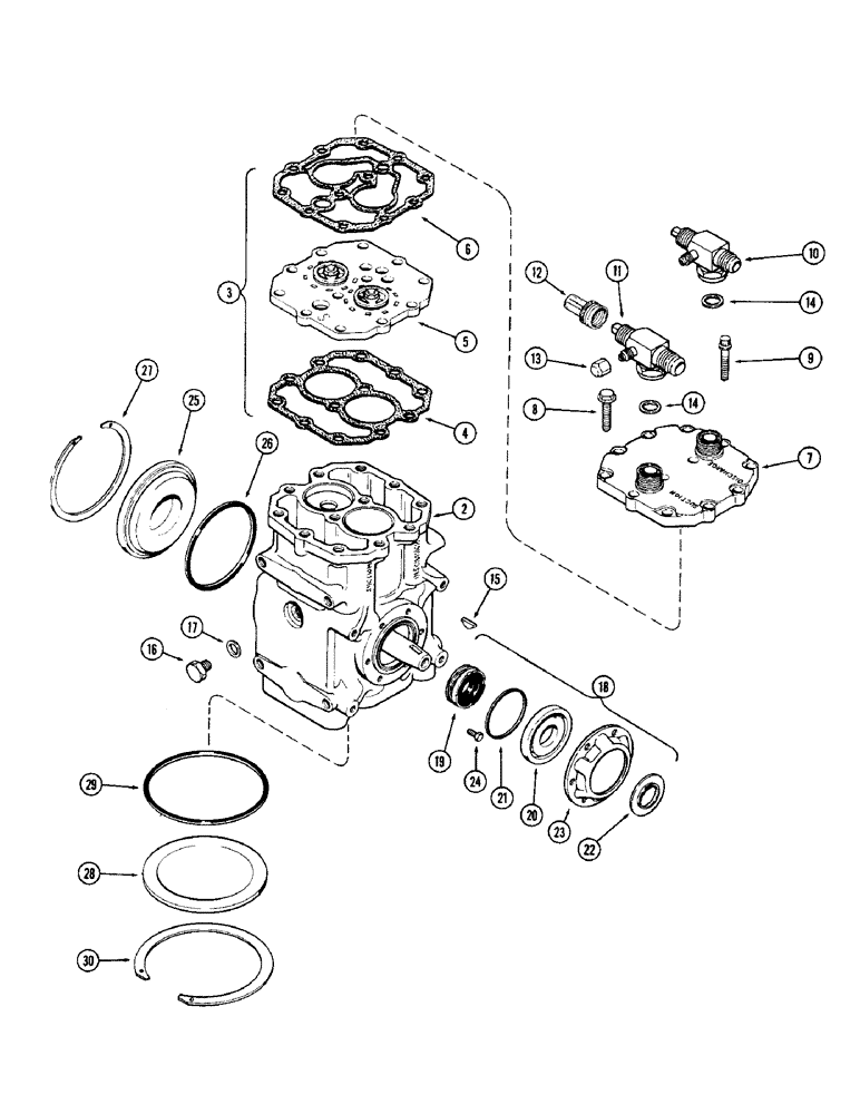 Схема запчастей Case IH 1470 - (189E) - TECUMSEH COMPRESSOR (09) - CHASSIS