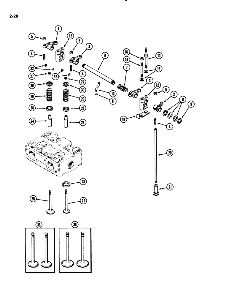 Схема запчастей Case IH 2294 - (2-028) - VALVE MECHANISM, 504BDT DIESEL ENGINE (02) - ENGINE