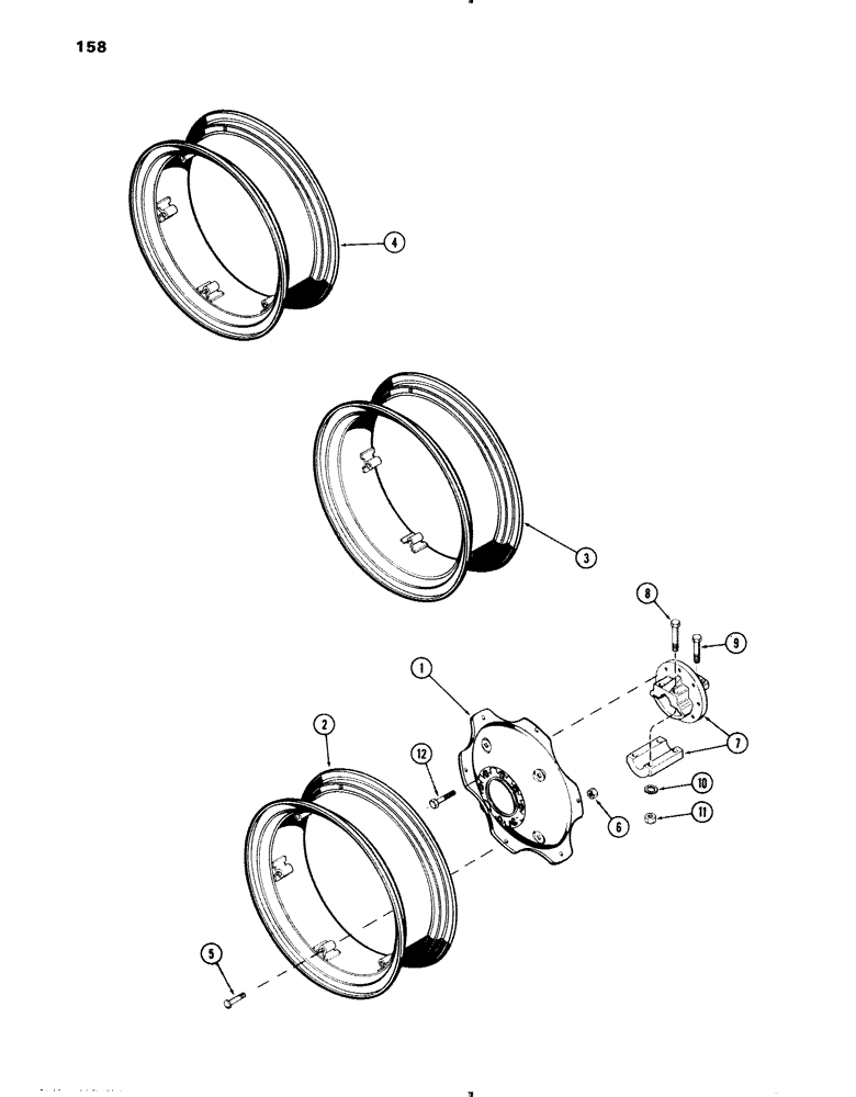 Схема запчастей Case IH 470 - (158) - 28" DEMOUNTABLE REAR WHEELS, GENERAL PURPOSE MODELS (06) - POWER TRAIN