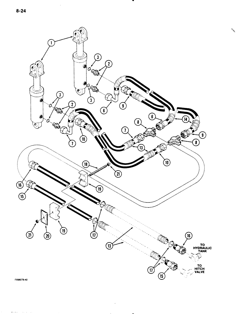 Схема запчастей Case IH 9130 - (8-24) - THREE POINT HITCH HYDRAULICS, LIFT CYLINDERS AND LINES, ELECTRONIC CONTROLLED (08) - HYDRAULICS