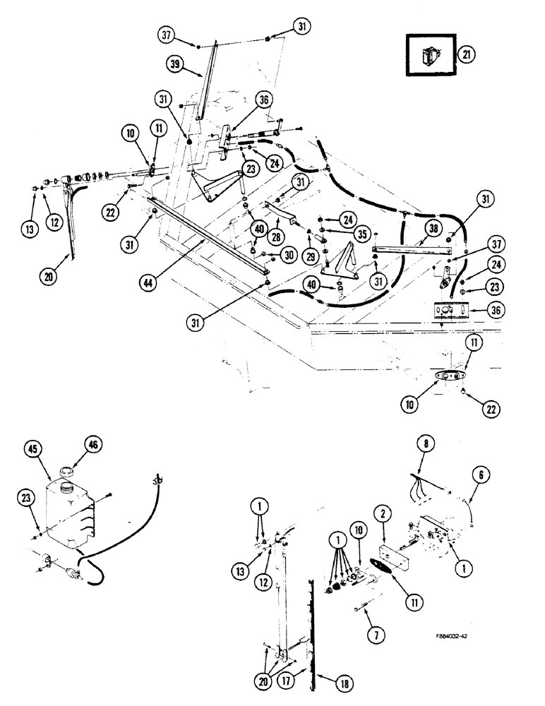 Схема запчастей Case IH 9150 - (4-62) - SIDE AND REAR WIPER WITH WINDOW WASHER, P.I.N. 1790705 AND AFTER (04) - ELECTRICAL SYSTEMS