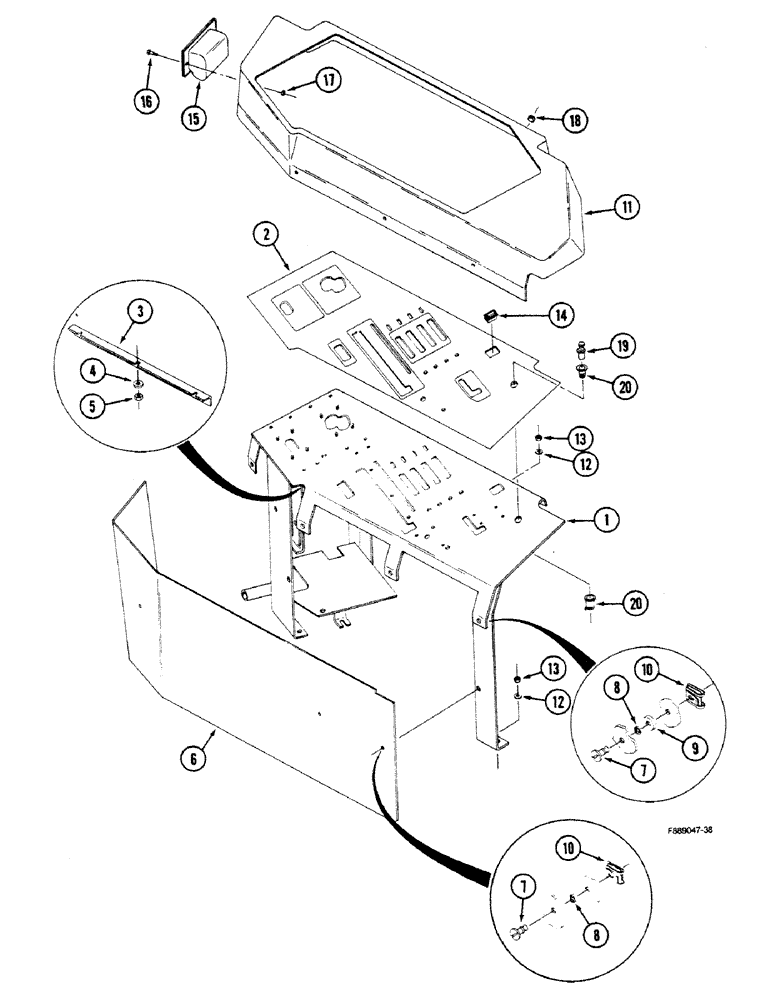 Схема запчастей Case IH 9150 - (9-082) - CONTROL CONSOLE, ROPS (09) - CHASSIS/ATTACHMENTS