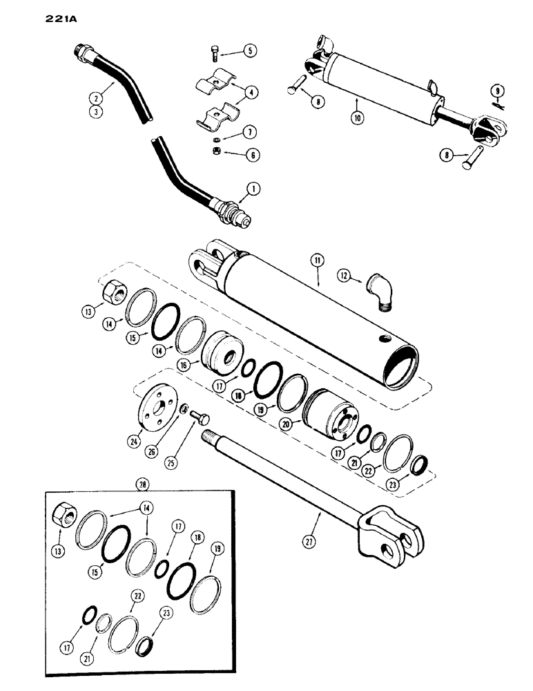 Схема запчастей Case IH 430 - (221A) - 2-1/2" X 8" REMOTE HYDRAULIC CYLINDER (08) - HYDRAULICS