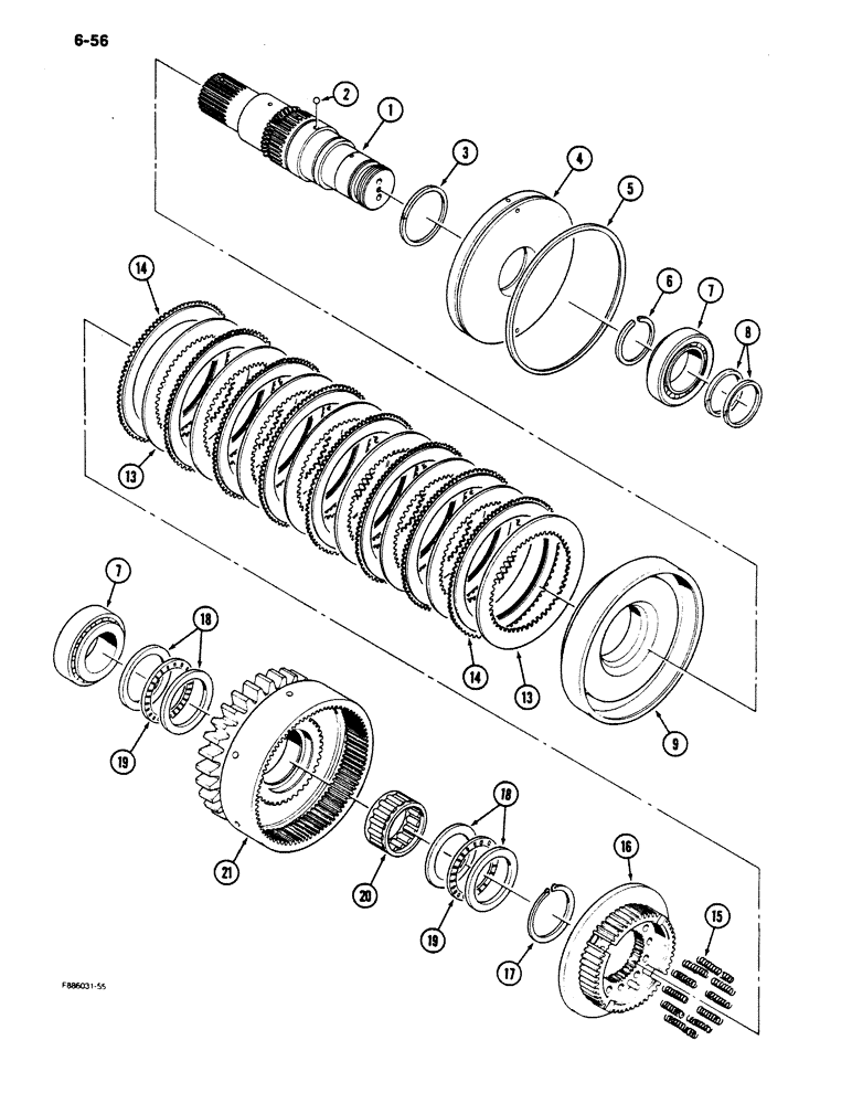 Схема запчастей Case IH 9170 - (6-56) - PTO ASSEMBLY, CLUTCH PACK (06) - POWER TRAIN