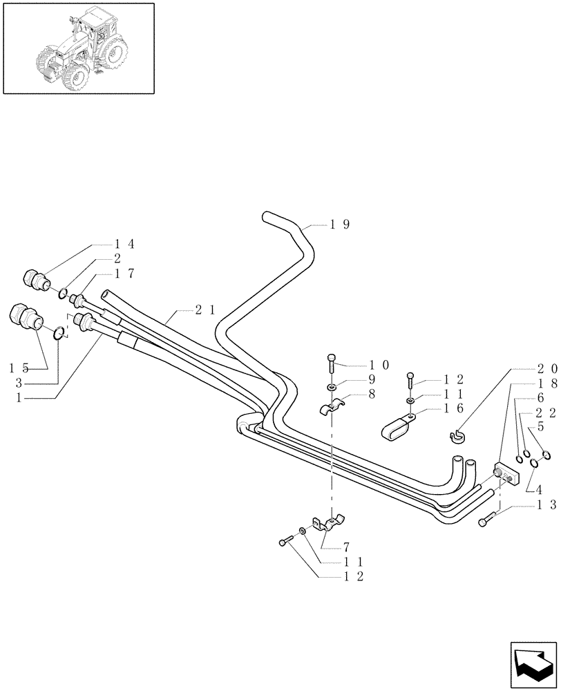 Схема запчастей Case IH MXU130 - (1.94.3/01[04]) - (VAR.053-056-545) AIR CONDITIONING SYSTEM PIPES - C5332 (10) - OPERATORS PLATFORM/CAB