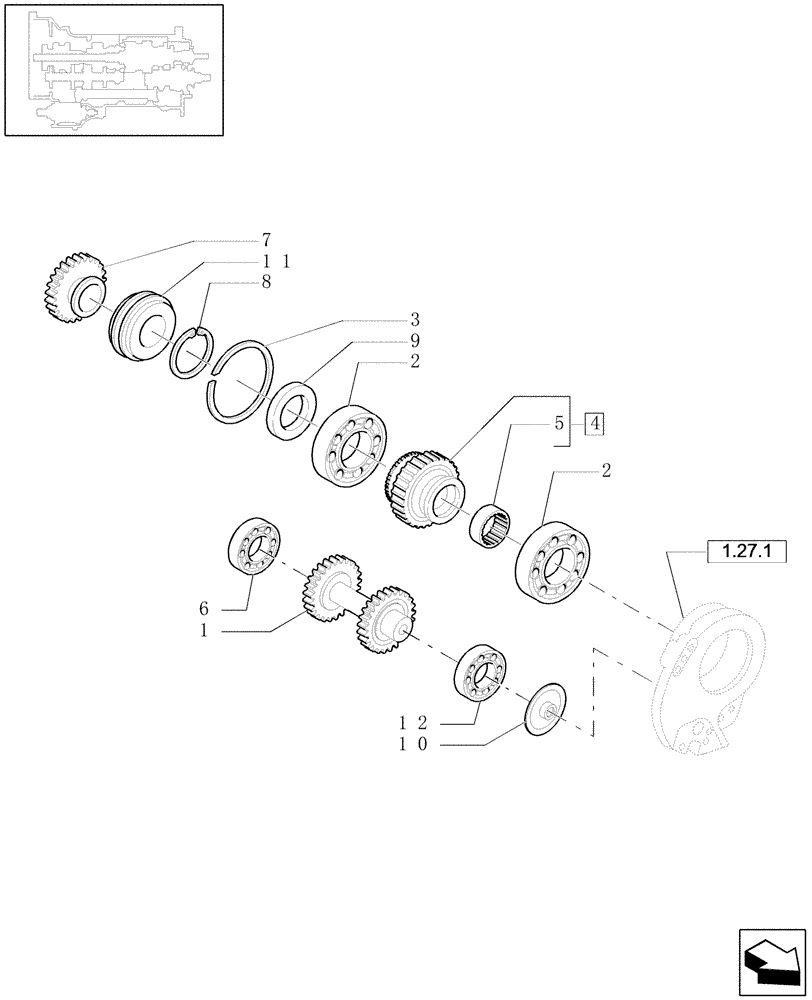 Схема запчастей Case IH MXU130 - (1.27.5) - TRANSMISSION 24X24 - REVERSER MECHANISMS (03) - TRANSMISSION