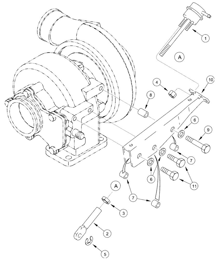 Схема запчастей Case IH 3150 - (03-011) - WASTEGATE ACTUATOR (01) - ENGINE