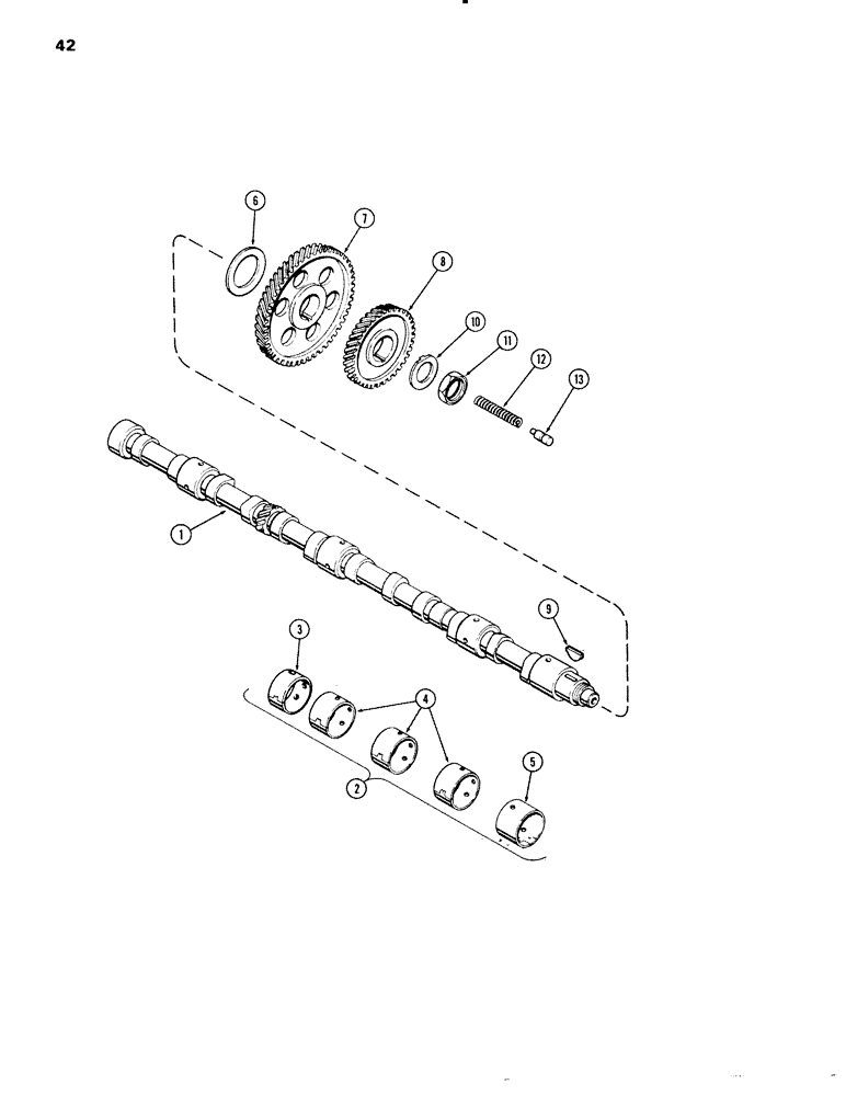 Схема запчастей Case IH 451BD - (042) - CAMSHAFT, ENGINE LESS FUEL DEVICE, 504BD AND 451BD NATURALLY ASPIRATED ENGINES (02) - ENGINE