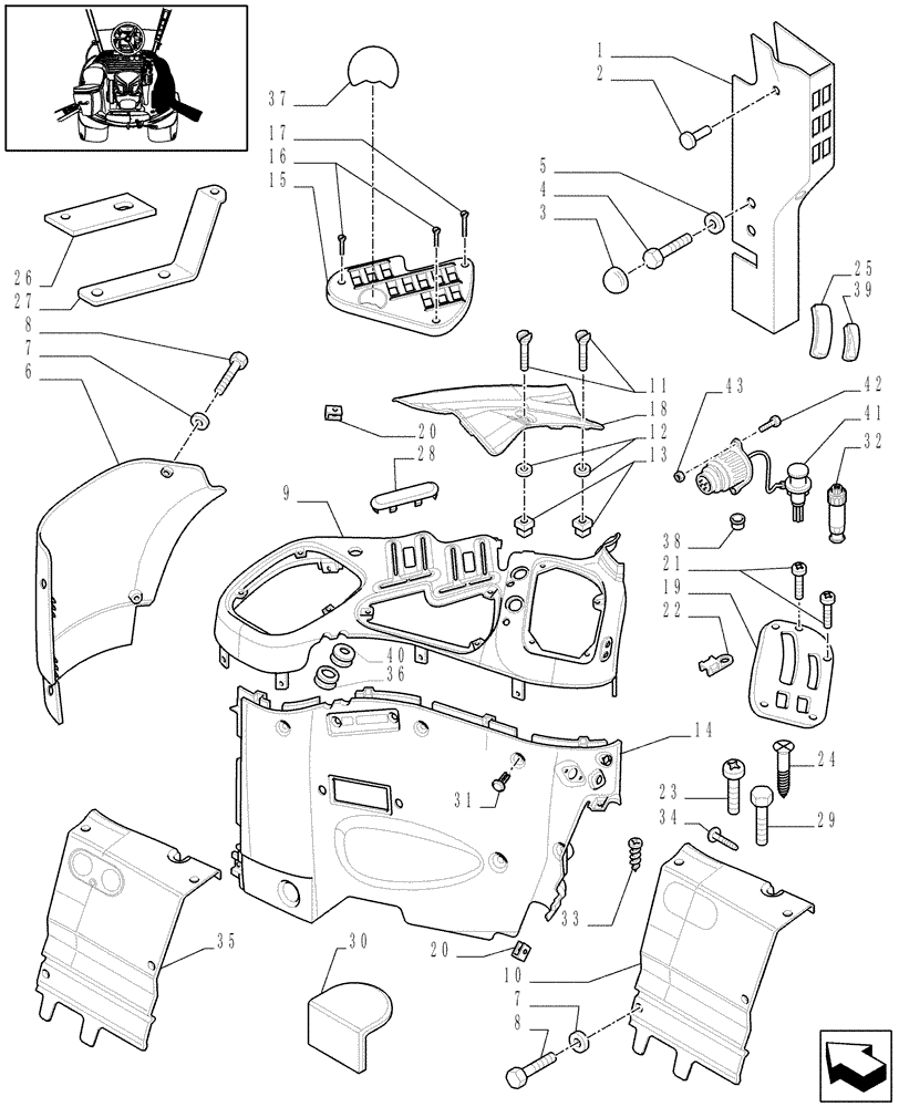 Схема запчастей Case IH MAXXUM 100 - (1.93.0/01[02]) - CONTROLS COVER - W/CAB - C6514 (10) - OPERATORS PLATFORM/CAB