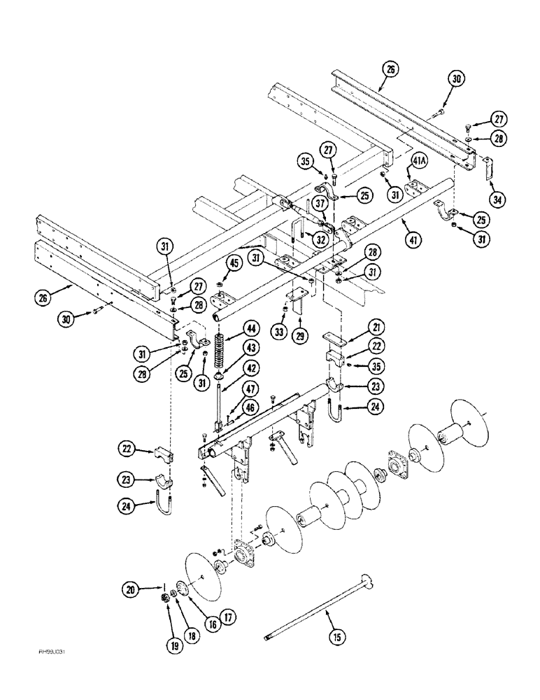 Схема запчастей Case IH 6650 - (9-32) - DISC GROUP AND ROCKSHAFT, P.I.N. CCG0003914 AND AFTER (09) - CHASSIS/ATTACHMENTS