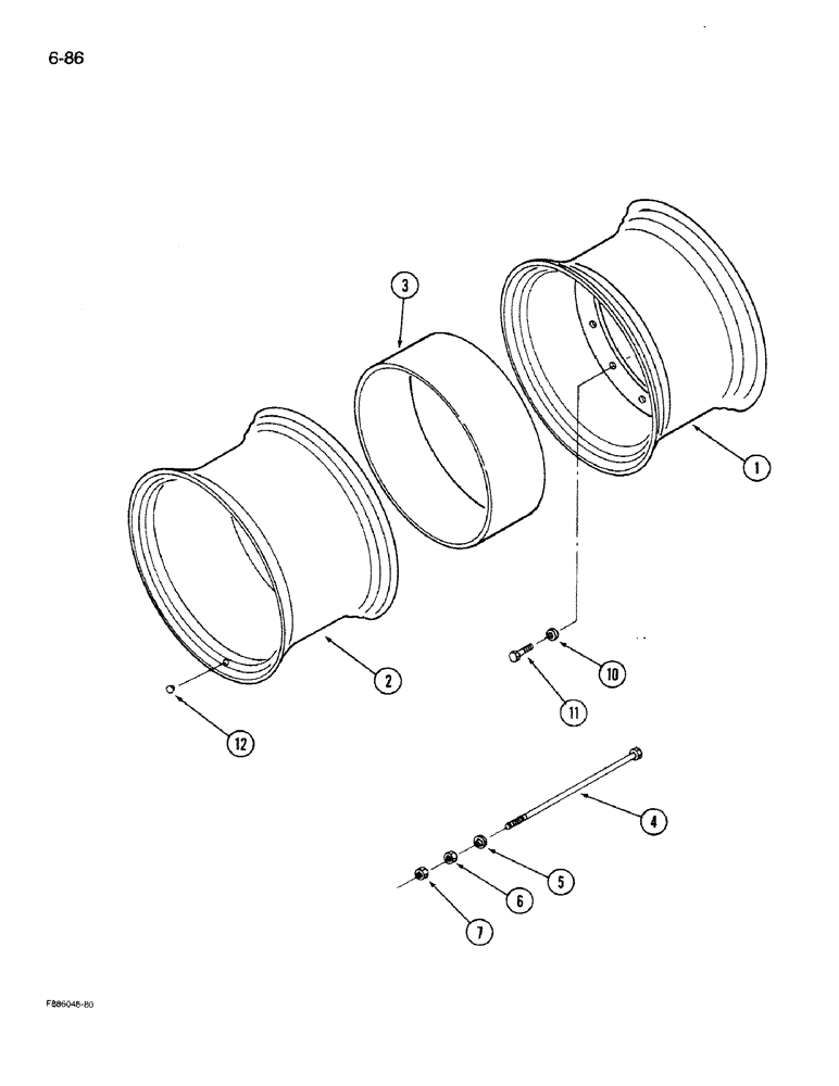 Схема запчастей Case IH 9280 - (6-86) - WHEELS, WITH SPACER BAND DUALS (06) - POWER TRAIN