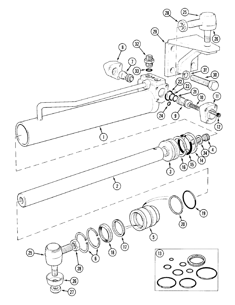 Схема запчастей Case IH 1394 - (5-132) - STEERING CYLINDER ASSEMBLY, TWO-WHEEL DRIVE TRACTORS, PRIOR TO P.I.N. 11504412 (05) - STEERING