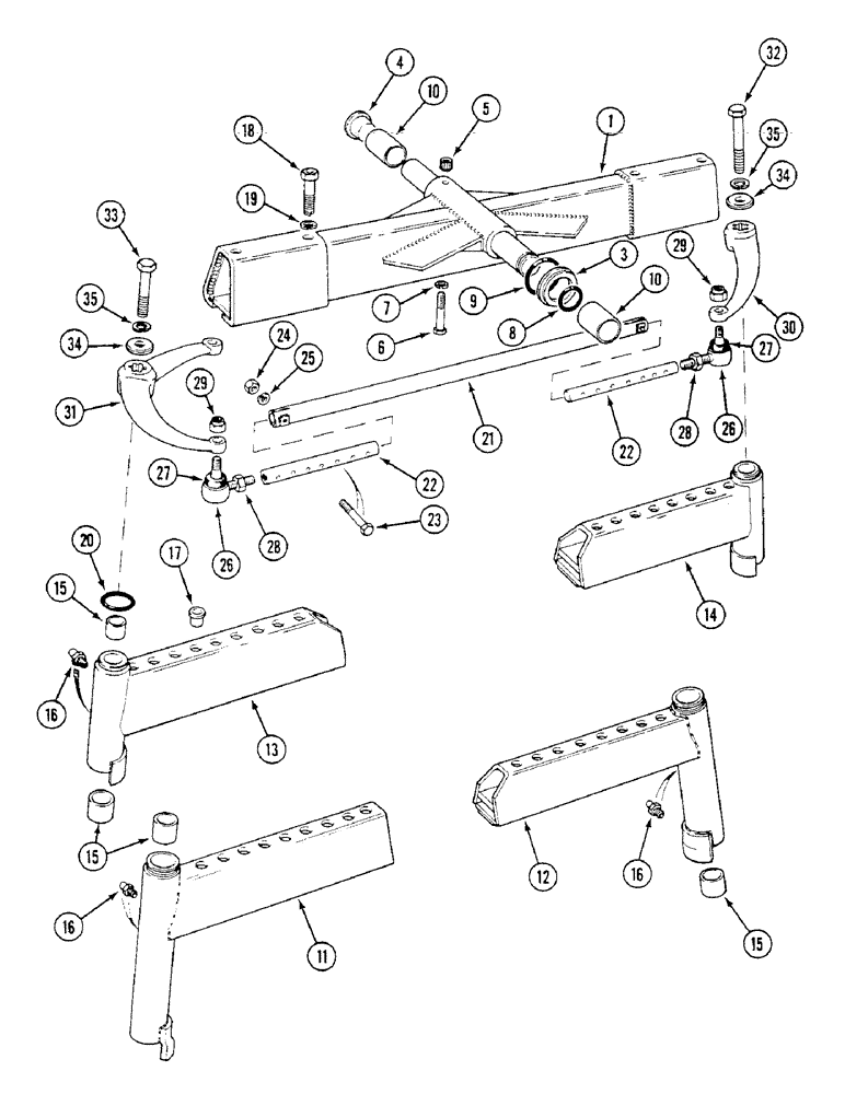 Схема запчастей Case IH 1294 - (5-110) - FRONT AXLE BEAM, 2 WHEEL DRIVE TRACTOR (05) - STEERING