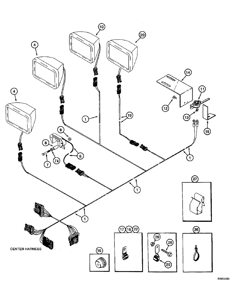 Схема запчастей Case IH 2188 - (4-30) - GRAIN TANK AND UNLOADER LAMP HARNESSES (06) - ELECTRICAL