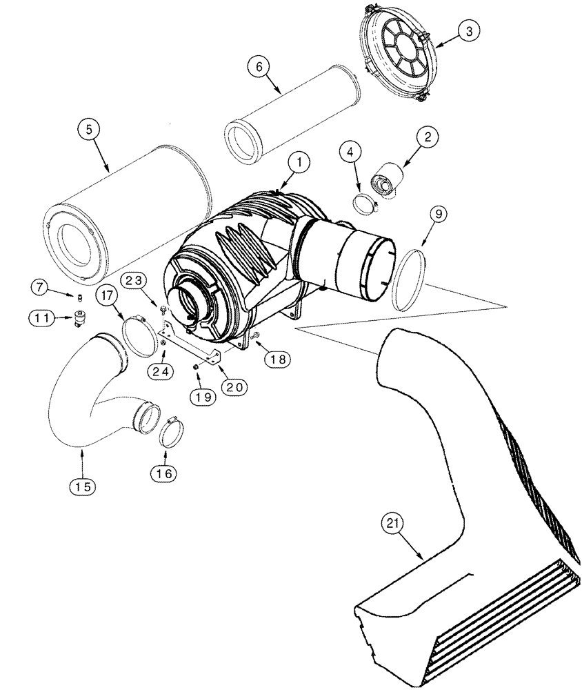 Схема запчастей Case IH 2388 - (02-18) - AIR CLEANER - AIR INDUCTION SYSTEM - BTW JJC0267150 AND JJC0273000 (01) - ENGINE