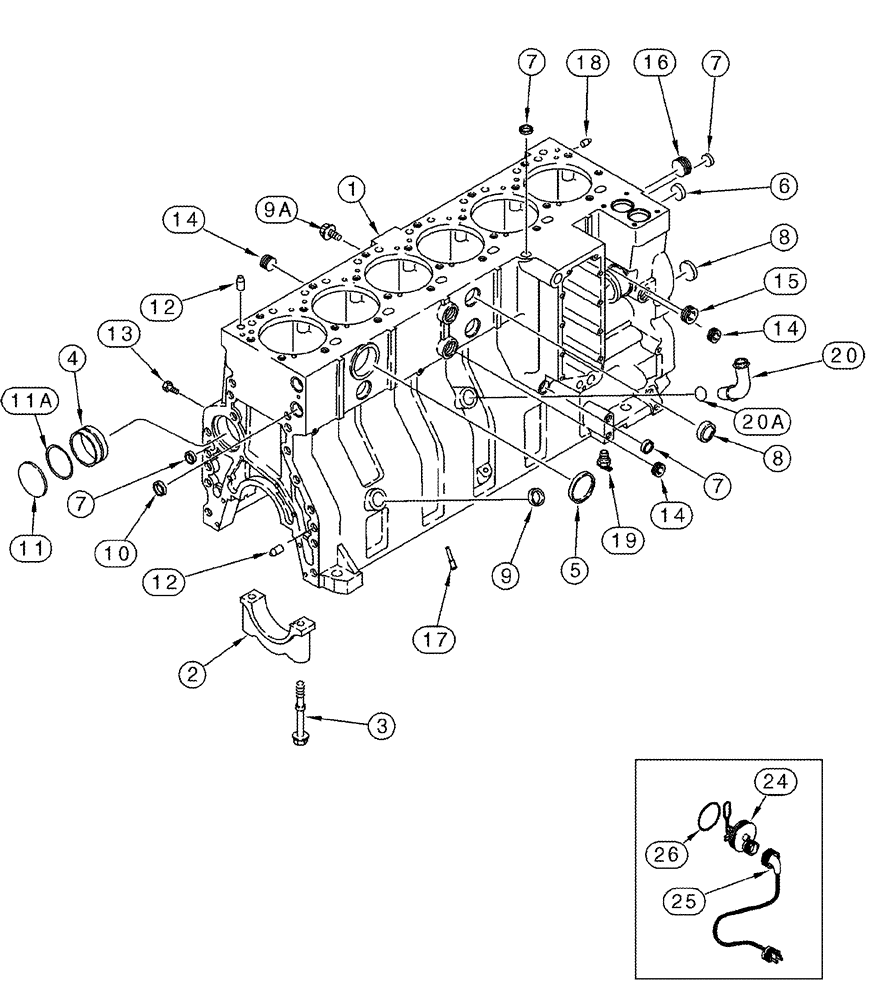 Схема запчастей Case IH 2388 - (02-43[01]) - CYLINDER BLOCK- ENGINE BLOCK HEATERS - REPAIR KIT - BSN JJC0273000 (01) - ENGINE