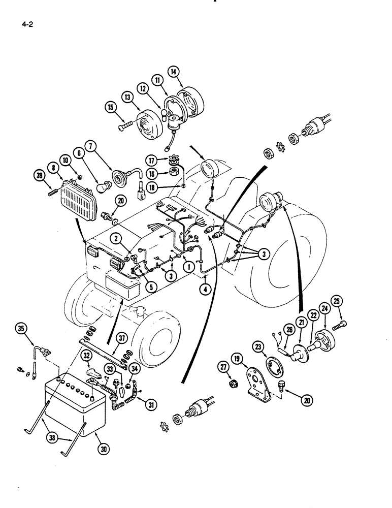 Схема запчастей Case IH 235 - (4-02) - WIRING HARNESS AND BATTERY, MECHANICAL TRANSMISSION (04) - ELECTRICAL SYSTEMS