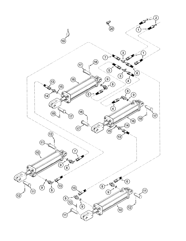 Схема запчастей Case IH 596 - (8-04) - HYDRAULIC SYSTEM, TRANSPORT MASTER AND SLAVE CYLINDERS (08) - HYDRAULICS