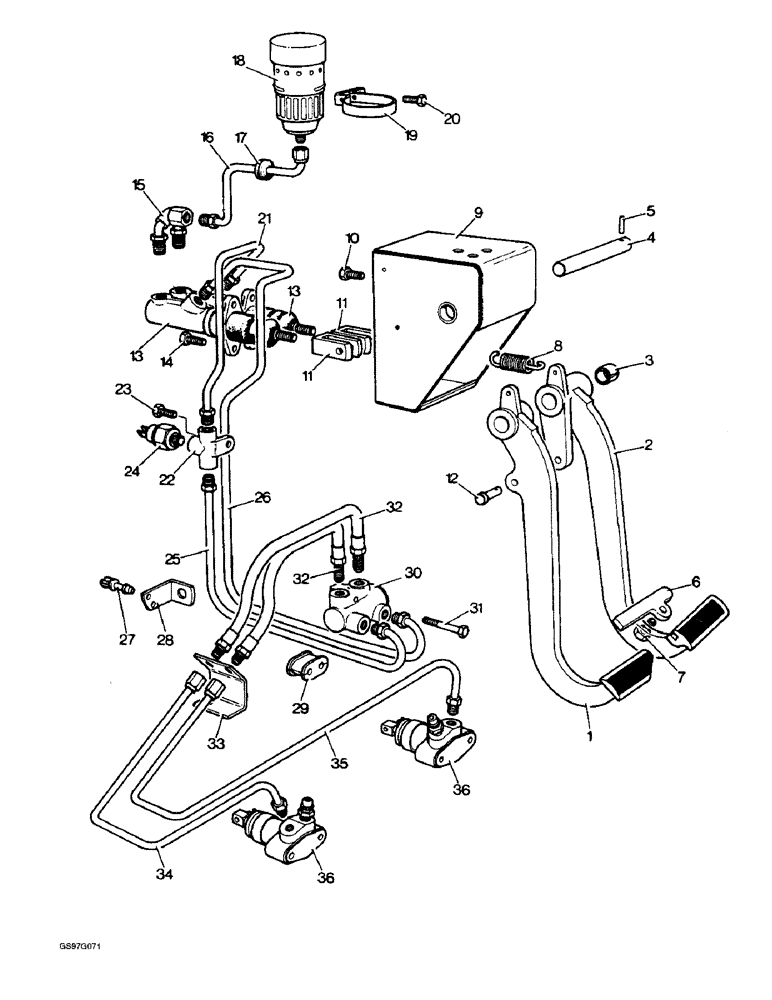 Схема запчастей Case IH 1210 - (7-02) - HYDRAULIC BRAKING SYSTEM, 1210Q, 1212Q, 1210SK AND 1212SK TRACTORS FOR EUROPE ONLY (07) - BRAKES