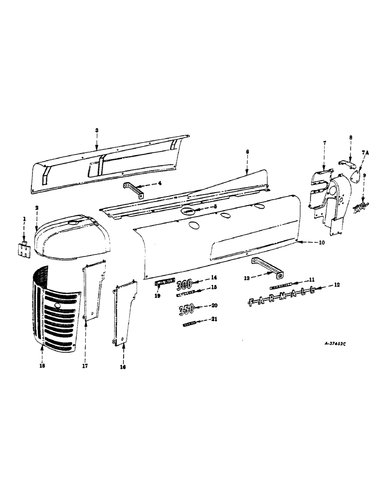 Схема запчастей Case IH 300 - (154) - CHASSIS, HOOD AND RADIATOR GRILLE (12) - CHASSIS