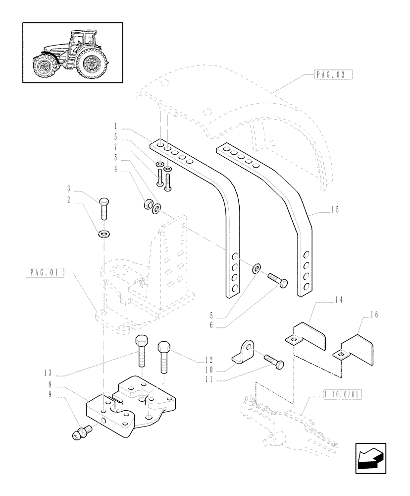 Схема запчастей Case IH JX1070U - (1.43.0/06[02]) - (VAR.486-487) DYNAMIC WIDE FRONT FENDERS (4WD) - SUPPORTS - ARMS (04) - FRONT AXLE & STEERING