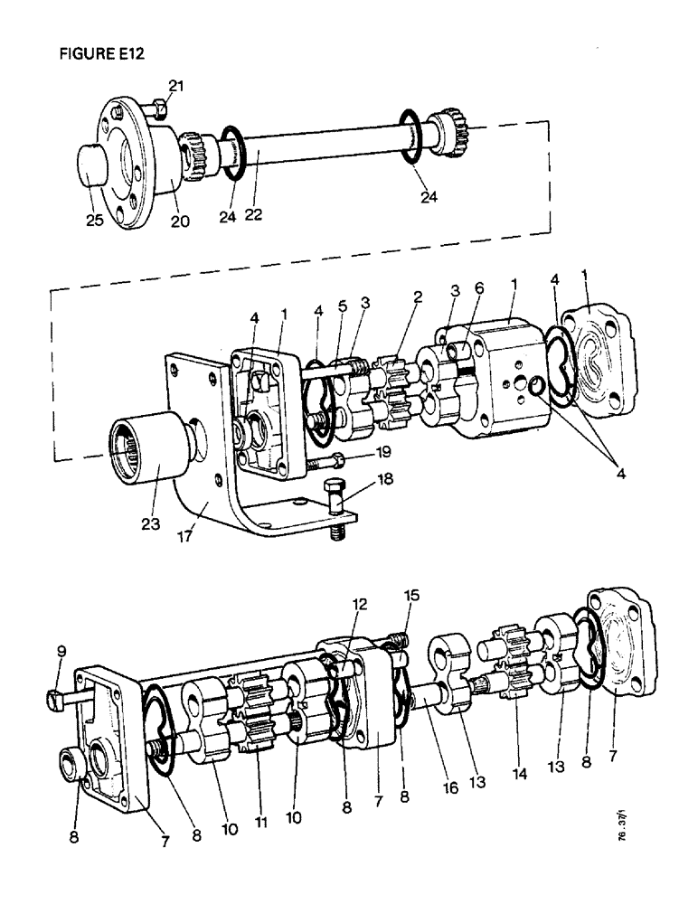 Схема запчастей Case IH 1410 - (E12-1) - SELECTAMATIC HYDRAULIC SYSTEM, HYDRAULIC PUMP, [A] 1410, 1410Q, 1410SK [B]1412, 1412Q, 1412G, 1412SK (07) - HYDRAULIC SYSTEM