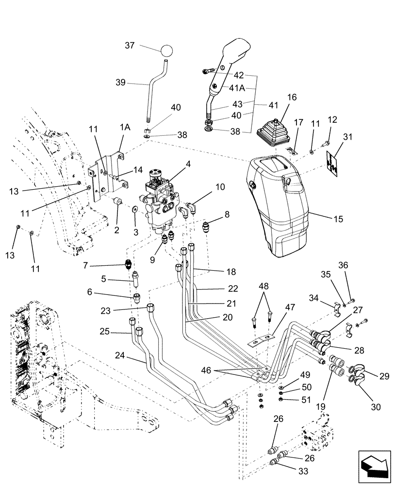 Схема запчастей Case IH LX116 - (006) - MID-MOUNT HYDRAULIC CONTROL VALVE KIT 