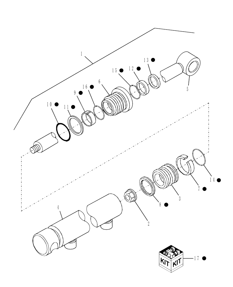 Схема запчастей Case IH LX118 - (003[4]) - BUCKET CYLINDER, USED PRIOR TO 10/06/2003, SPANNER STYLE HEAD 