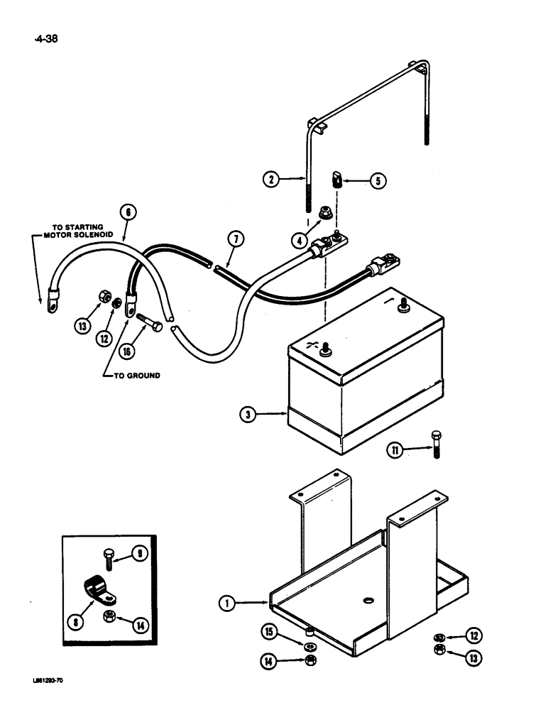 Схема запчастей Case IH 1844 - (4-38) - BATTERY SUPPORT, BATTERY AND CABLES (06) - ELECTRICAL SYSTEMS