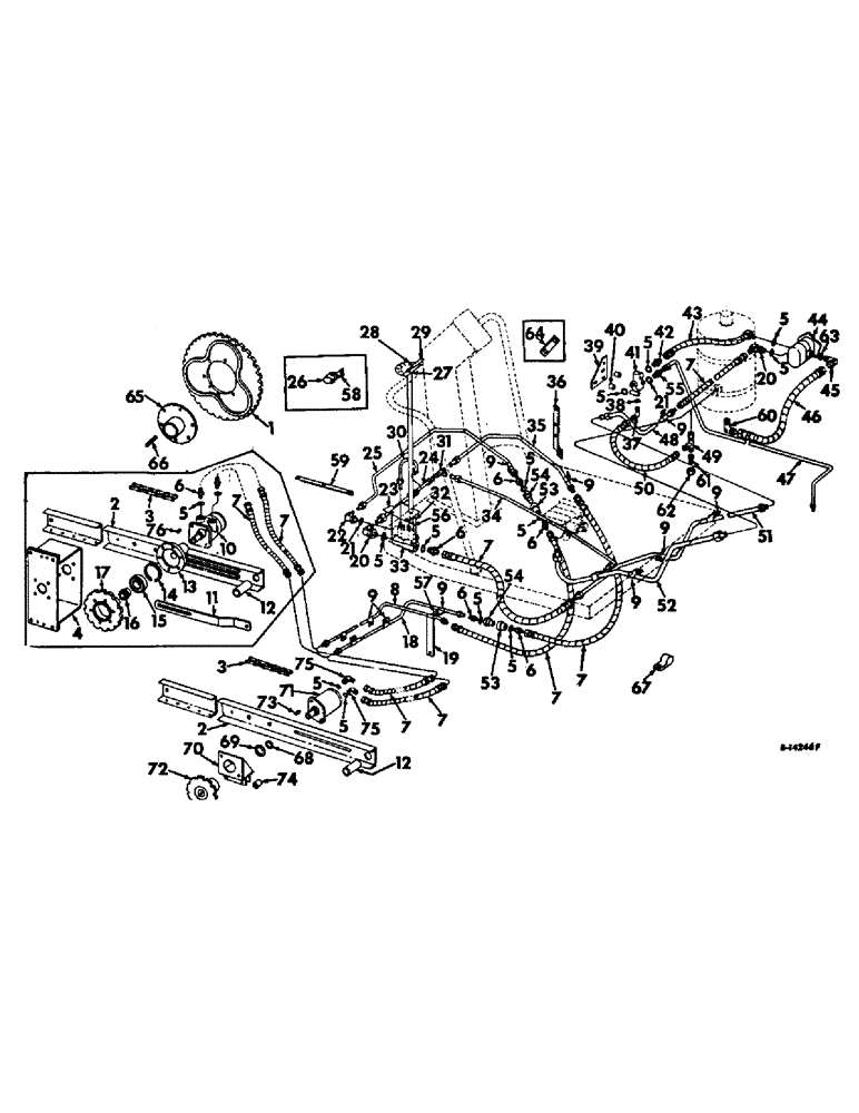 Схема запчастей Case IH 403 - (208) - HYDRAULIC REEL DRIVE CHAIN REDUCTION DIAGRAM (58) - ATTACHMENTS/HEADERS