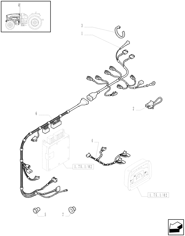 Схема запчастей Case IH JX1075N - (1.75.4/04) - (VAR.297) HI-LO NA - VARIOUS WIRING (06) - ELECTRICAL SYSTEMS