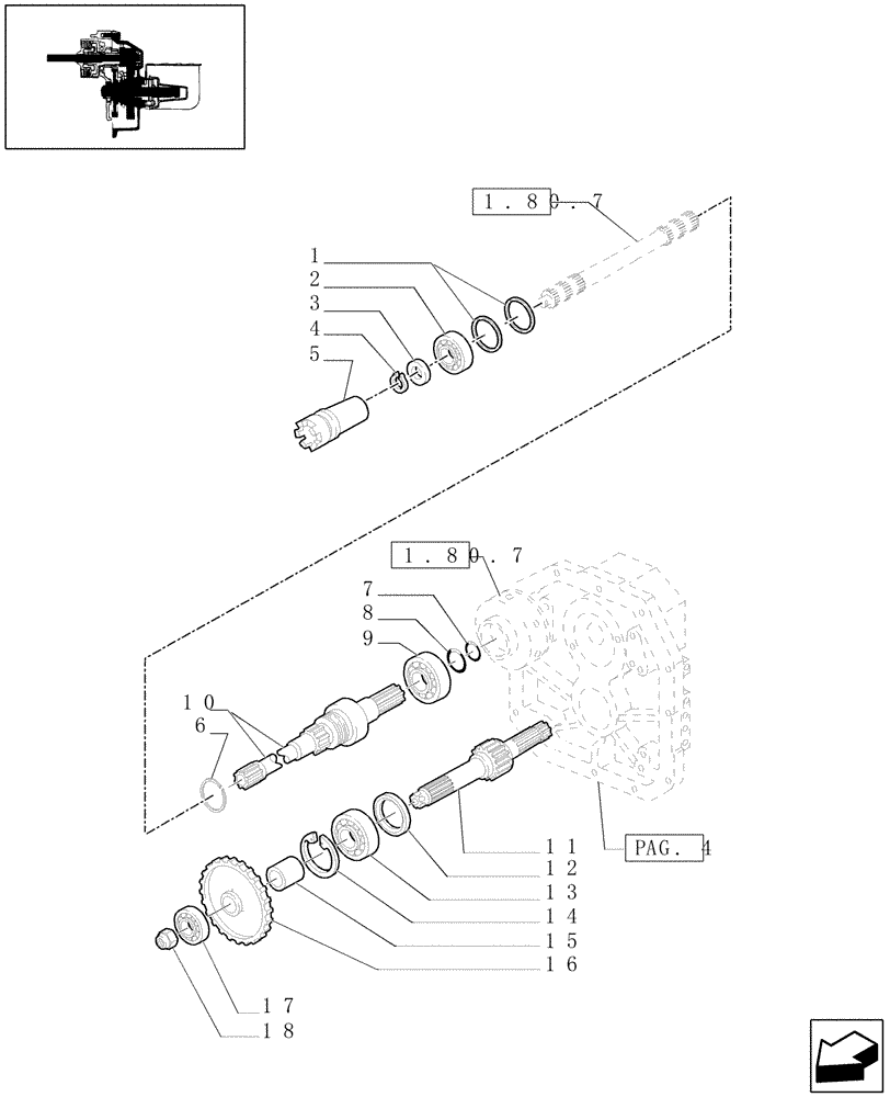 Схема запчастей Case IH JX1100U - (1.80.1[05]) - POWER TAKEOFF - SHAFTS & GEARS (07) - HYDRAULIC SYSTEM