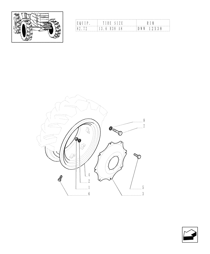 Схема запчастей Case IH JX80 - (82.00[05]) - DRIVING WHEELS - 4WD - FOR HIGH CLEARANCE VERSION (11) - WHEELS/TRACKS