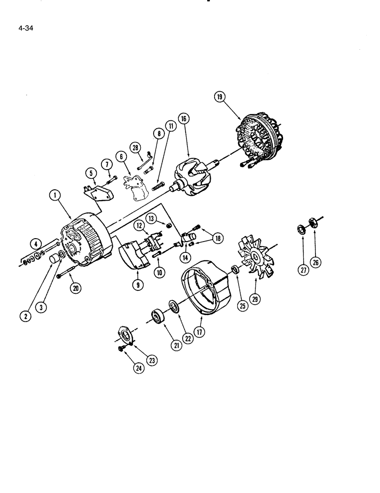 Схема запчастей Case IH 5000 - (4-34) - ALTERNATOR, U. S. STANDARD HARDWARE (04) - ELECTRICAL SYSTEMS