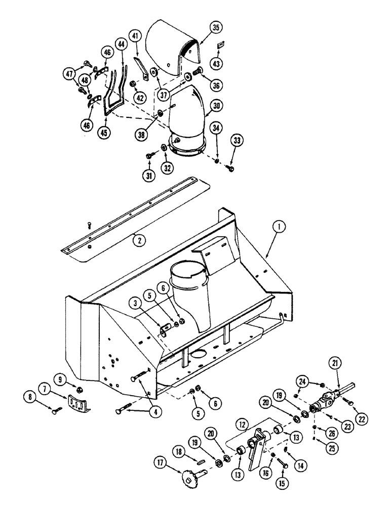 Схема запчастей Case IH 54FRS - (20) - AUGER HOUSING AND DISCHARGE CHUTE, 54 FRS SNOW THROWER 